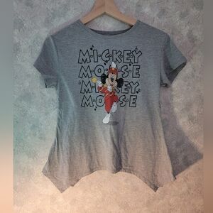 Disney Gray Short Sleeve Tee with Graphic Design Micky Mouse